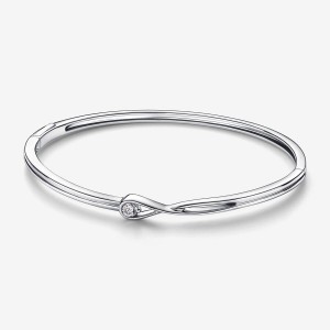 Bracelets Pandora Brilliance 0.15 ct tw Bangle Argent | 39RLHWGXE
