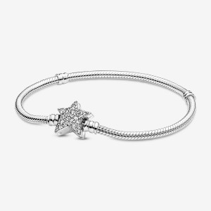 Charm Holders Pandora Moments Asymmetric Star Clasp Snake Argent | 05NSUDKWH