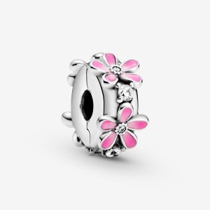 Clips Pandora Pink Daisy Flower Clip Argent | 89DYPQTFI