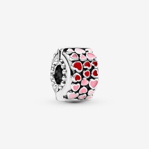 Clips Pandora Red & Pink Hearts Argent | 80VFAQRMK
