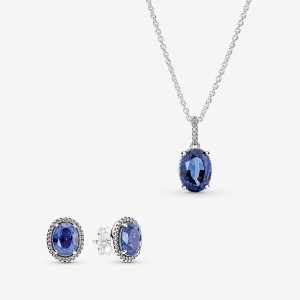 Collier Et Boucles D'oreilles Ensembles Pandora Sparkling Statement Halo Jewelry Gift Set Argent | 90ODAYUBN