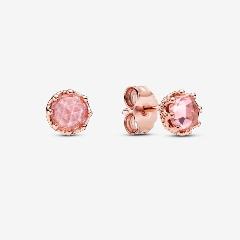 Clous d\'Oreilles Pandora Pink Sparkling Crowns Rose Doré | 62UROCZIL
